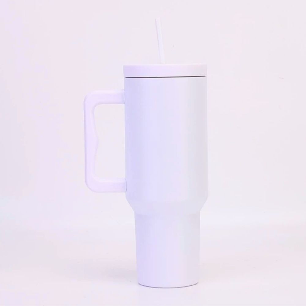 STE (40) White Handle Straw Tumbler - Image 1