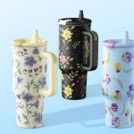 Black Floral Travel Tumbler - Image 3