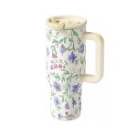 Violet Floral Straw Tumbler