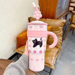 Pink Cat Straw Mug