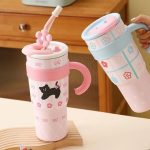 Pink Cat Straw Mug - Image 2