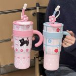 Pink Cat Straw Mug - Image 3